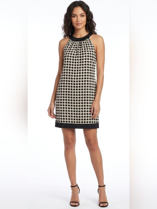 Shoshanna Dresses & Skirts - Shoshanna Black and White Patterned Dress,Halter Neck Size 8.